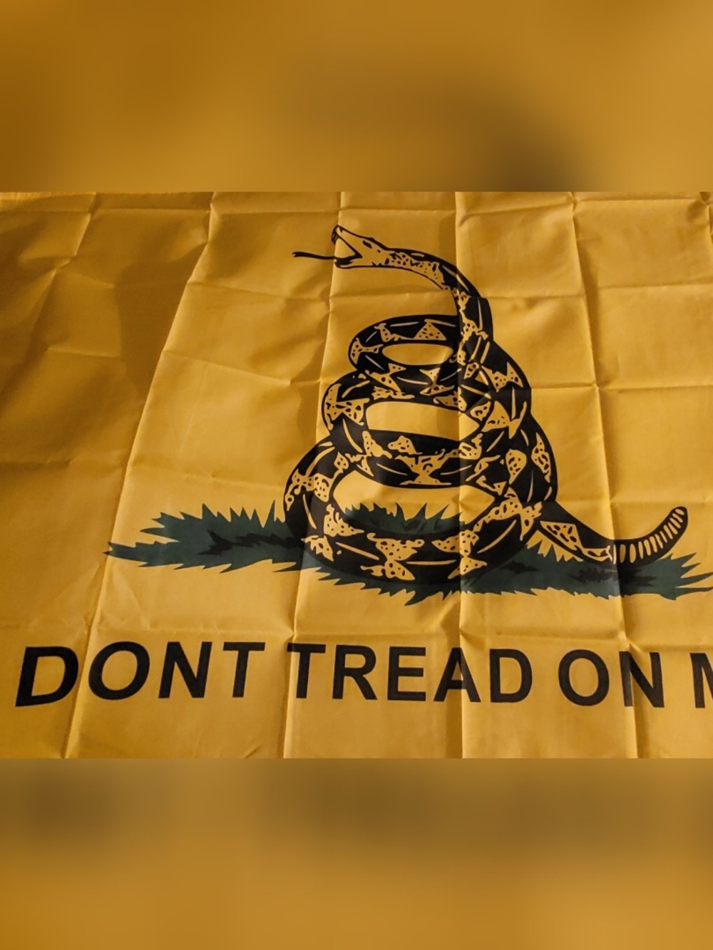 Yellow 'Don't Tread On Me' Tapestry Wall Flag with Coiled Snake
